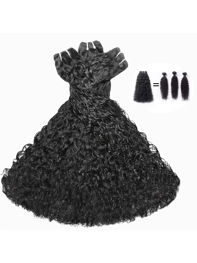 CurlyMe 10A Grade Bundles Human Hair Quick Weave With a Frontal Natural Black - Image 6