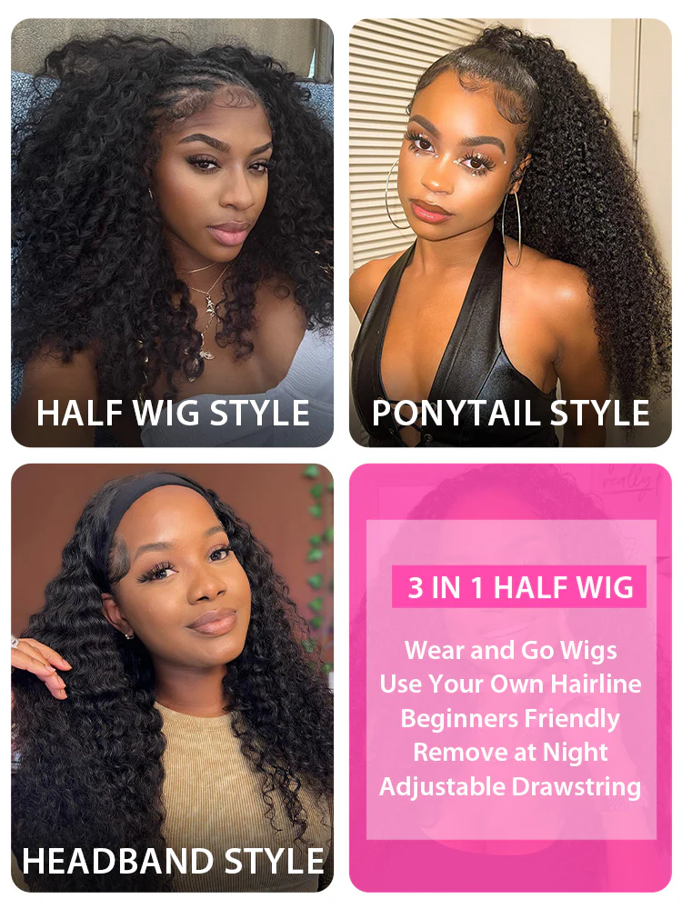 CurlyMe 3 IN 1 Blonde Water Wave Half Wig with Black Roots-Glueless & Beginner Friendly - Image 14