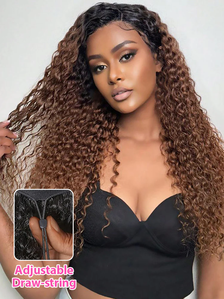 CurlyMe 3 IN 1 Blonde Water Wave Half Wig with Black Roots-Glueless & Beginner Friendly - Image 3