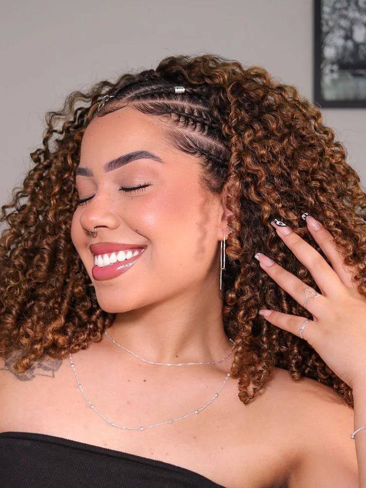 CurlyMe 3 IN 1 Blonde Water Wave Half Wig with Black Roots-Glueless & Beginner Friendly - Image 5