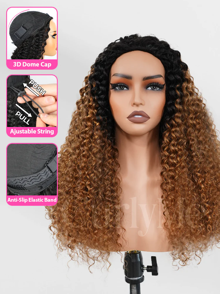 CurlyMe 3 IN 1 Blonde Water Wave Half Wig with Black Roots-Glueless & Beginner Friendly - Image 7