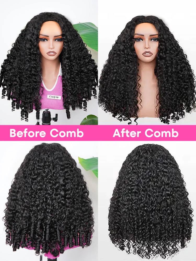 CurlyMe 3 In 1 Half Wig Burmese Curly Glueless Install Half Wig With Adjustable String Beginner Friendly - Image 9
