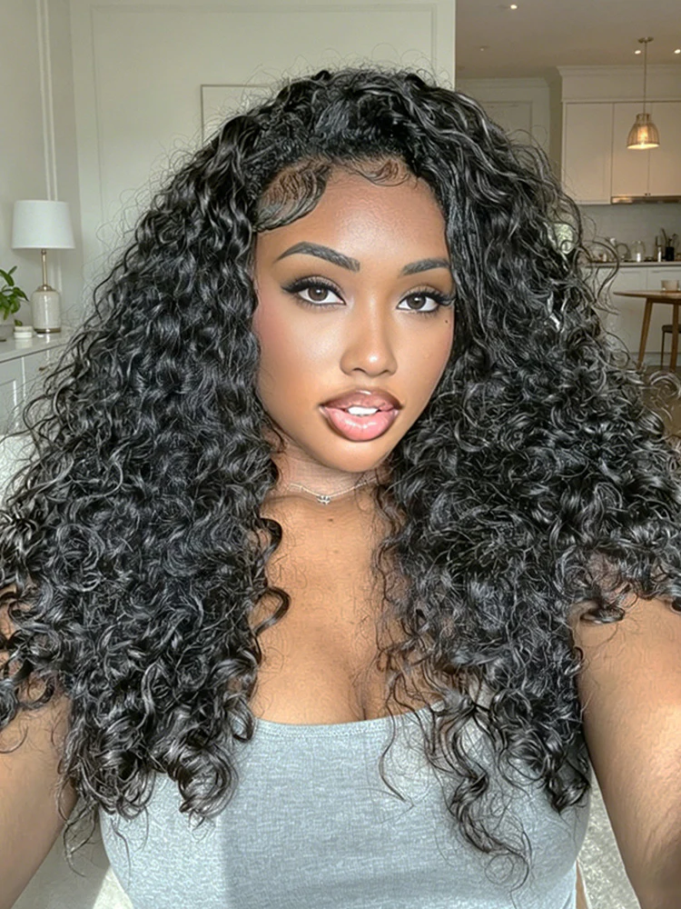 CurlyMe 3 In 1 Half Wig Indian Curly Glueless Install Half Wig Thick & Bouncy Seamless Flip Over Wig with Defined Curls & Drawtring Beginner Friendly