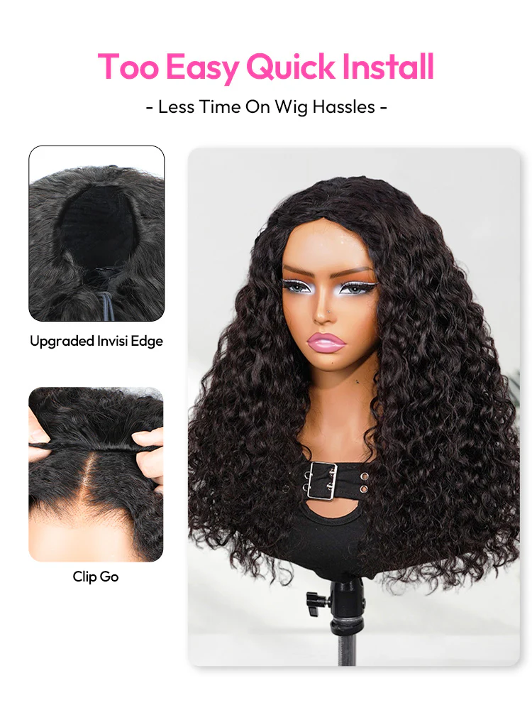 CurlyMe 3 In 1 Half Wig Indian Curly Glueless Install Half Wig Thick & Bouncy Seamless Flip Over Wig with Defined Curls & Drawtring Beginner Friendly - Image 5
