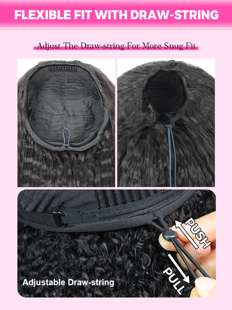 CurlyMe 3 In 1 Half Wig Afro Kinky Curly Glueless Install Half Wig With Draw-string Beginner Friendly - Image 8