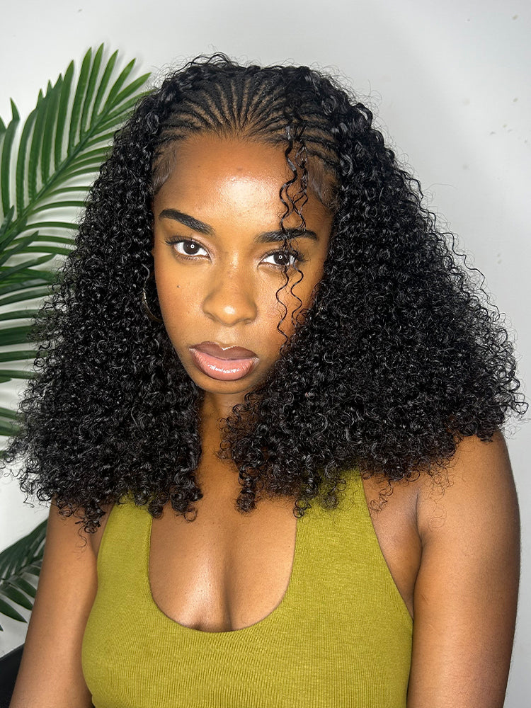 CurlyMe 3 In 1 Half Wig Kinky Curly Glueless Install Half Wig With Draw-string Beginner Friendly - Image 3