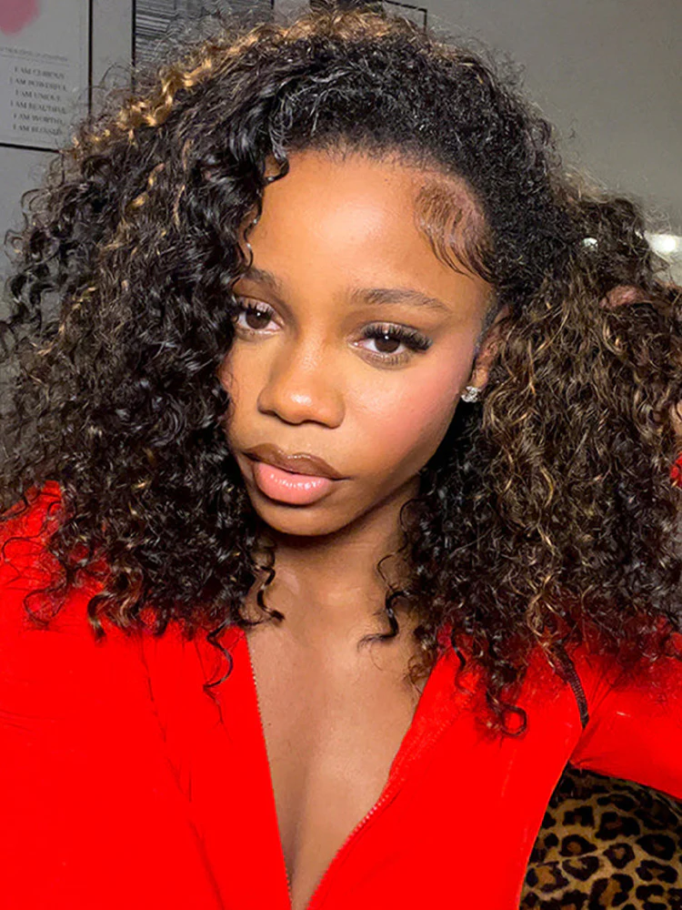 CurlyMe 3 IN 1 Highlight Ombre Brown Water Wave Half Wig-Glueless & Beginner Friendly - Image 3