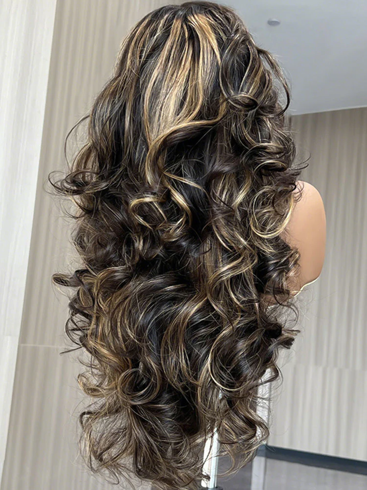 CurlyMe Pre-Styled Butterfly Cut Layered Highlight Balayage Straight Hair Half Wig Draw-strings Flip Over Wig - Image 2