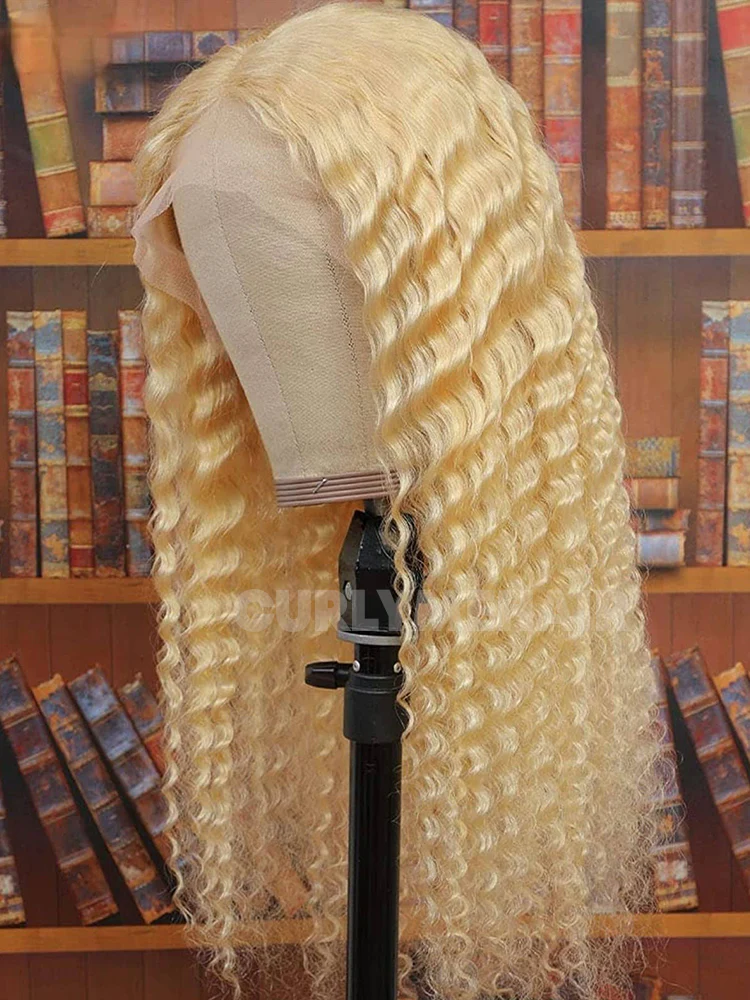 CurlyMe 613 Blonde Water Wave Hair 13x4 Lace Front Wigs Natural Hairline Honey Blonde Hair - Image 2