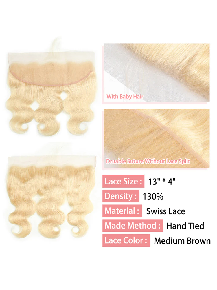 CurlyMe Body Wave 613 Blonde Virgin Human Hair 13x4 Lace Frontal - Image 2