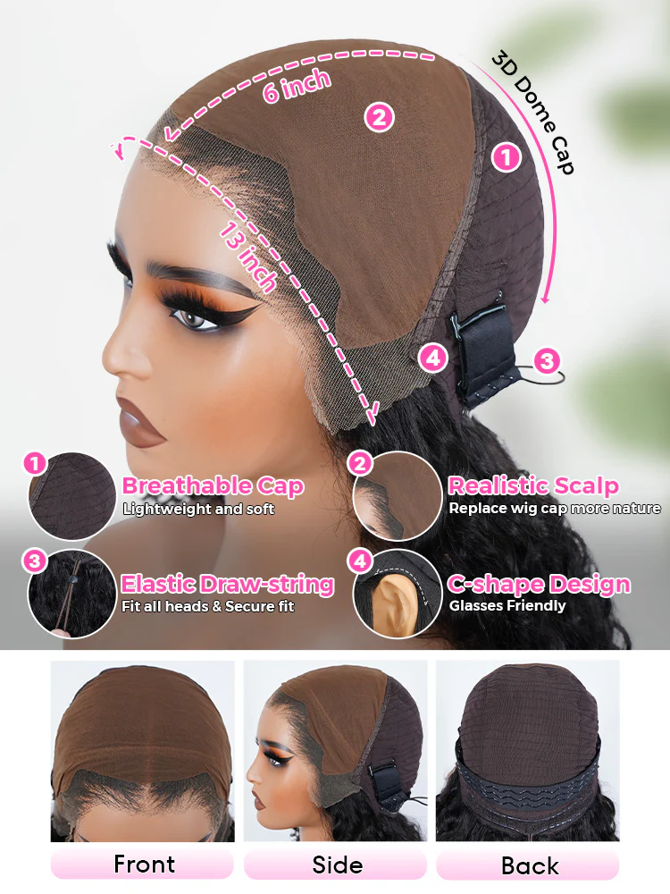 CurlyMe 99J Burgundy Color Burmese Curly Glueless Wig Pre Cut 13x6 Lace Snug Fit Wear Go Glueless Wig - Image 10