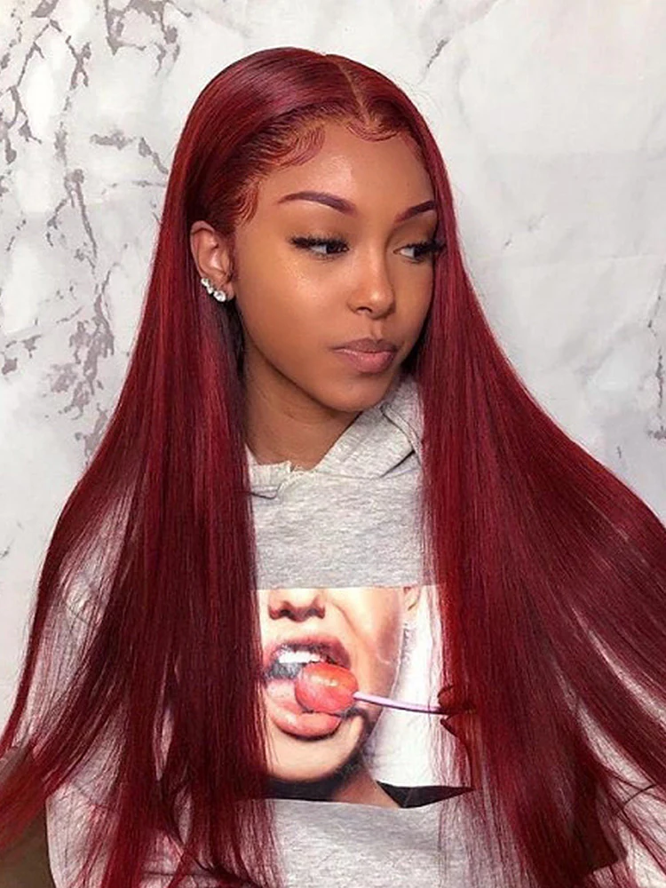 CurlyMe Pre-Plucked Wear Go Glueless 99J Burgundy Straight Hair Pre-cut Lace - Image 10