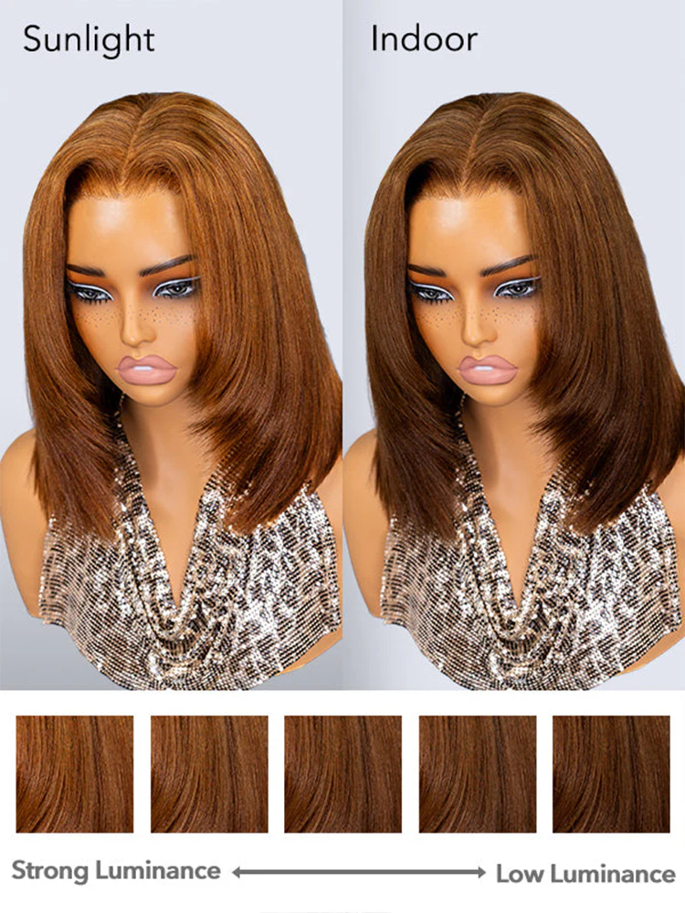 CurlyMe Chestnut Brown Color 9x6 Tpart Yaki Straight Wear Go Layered Cut Bob Glueless Wig Flexible Fit Draw-string - Image 9
