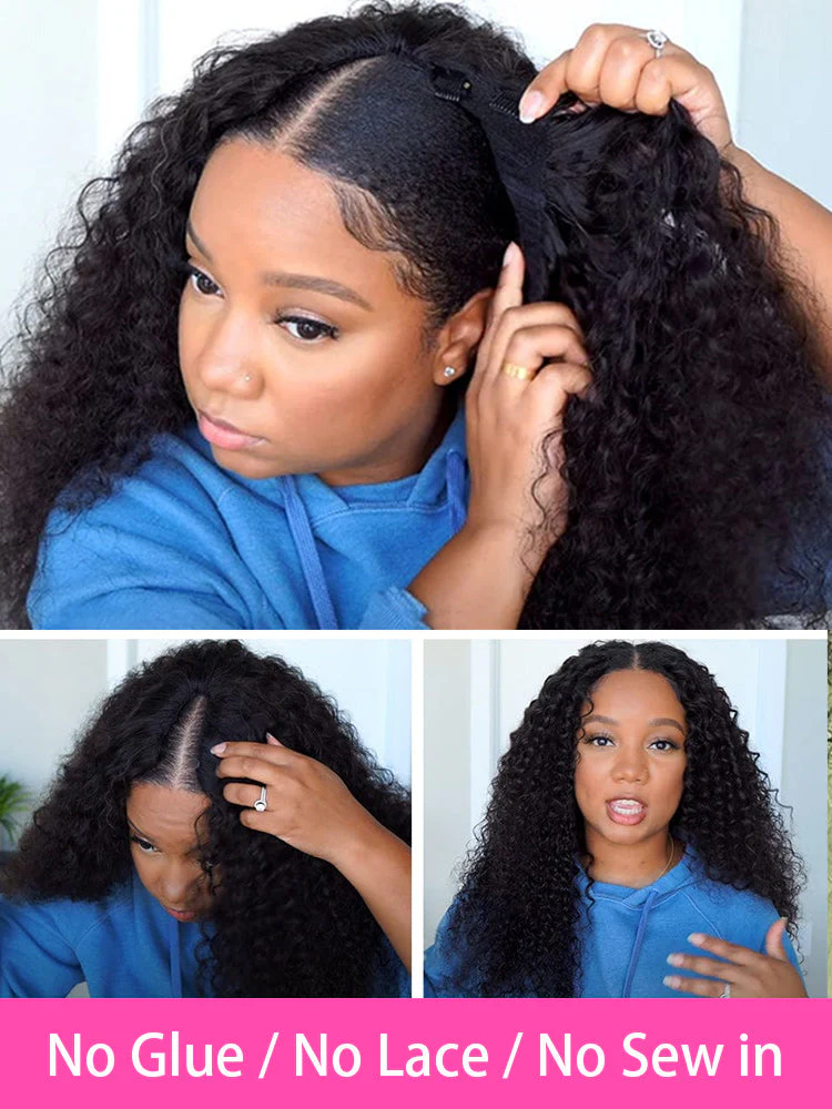 CurlyMe V Part Glueless No Leave Out Afro Kinky Curly Human Hair Wig Pre-plucked Beginner Friendly - Image 15