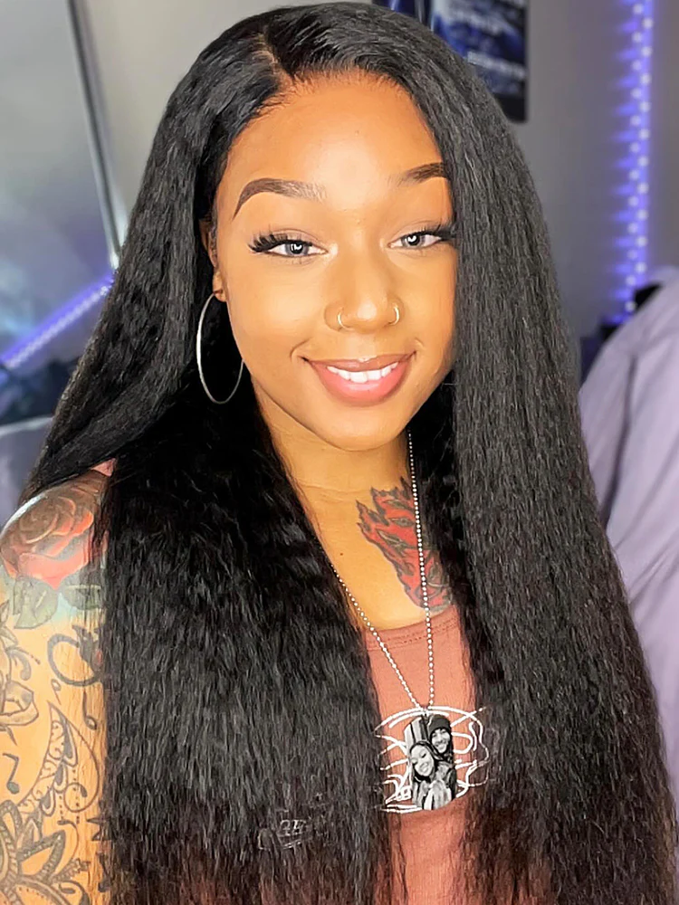 CurlyMe V Part Glueless No Leave Out Kinky Straight Human Hair Wig Pre-plucked Beginner Friendly - Image 7