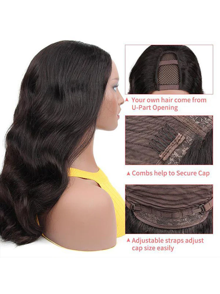 CurlyMe U part Wig Body Wave Human Hair Glueless Install No Lace Human Hair Wigs - Image 4