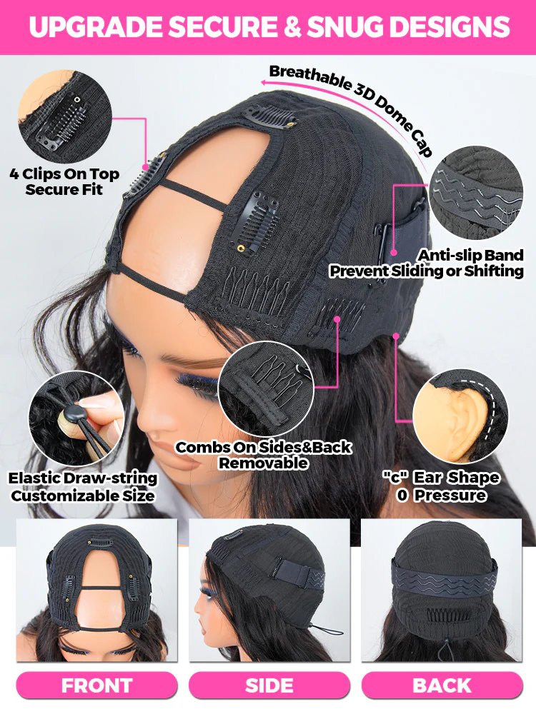 CurlyMe Loose Deep Wave Human Hair U part Wig Affordable Glueless No Lace Wig - Image 3