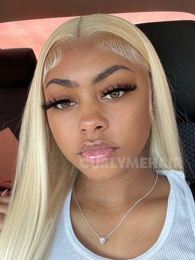 CurlyMe 613 Blonde Lace Front Wigs Straight Human Hair Wigs 13x4 Skin Melt Lace - Image 12