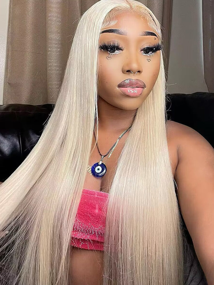 CurlyMe 613 Blonde Lace Front Wigs Straight Human Hair Wigs 13x4 Skin Melt Lace - Image 3
