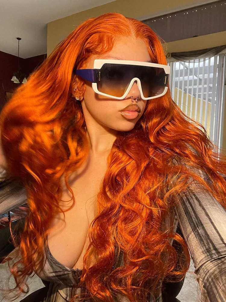 CurlyMe Body Wave Ginger Human Hair 13x4 Lace Front Wigs Remy Hair - Image 3