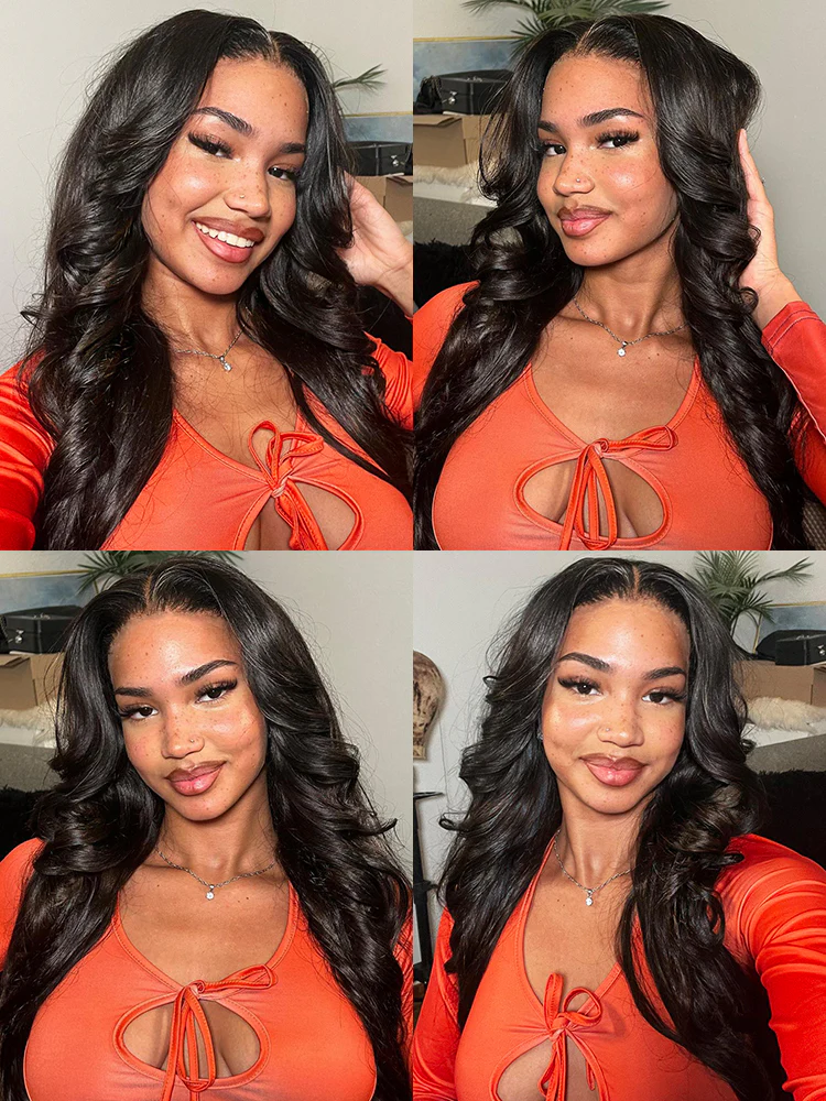 CurlyMe Body Wave Hair 5x5 Swiss Lace Closure Wigs Pre Plucked Natural Color - Image 4