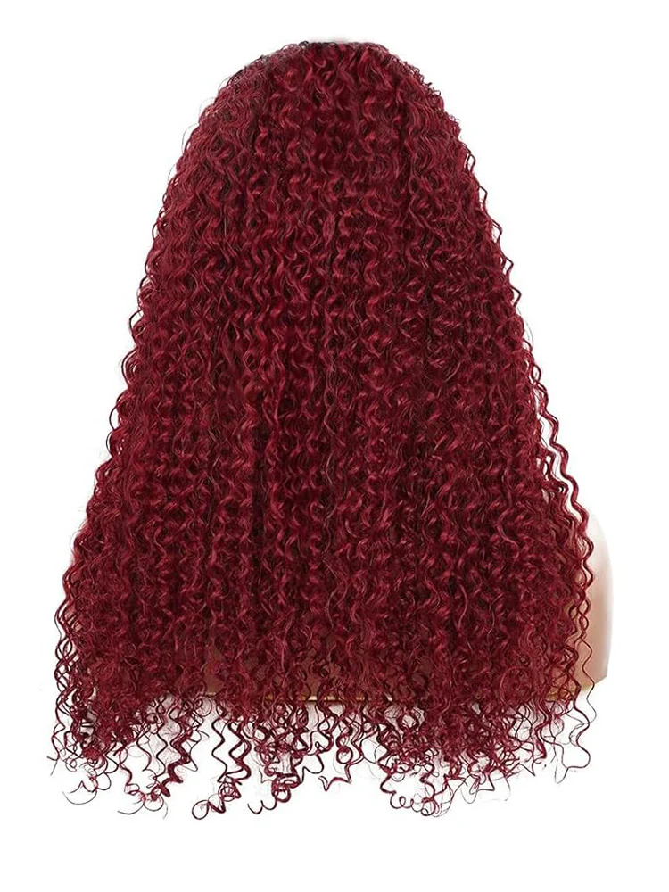 CurlyMe Throw And Go 99J Burgundy Color Kinky Curly Headband Wig Glueless No Lace - Image 5