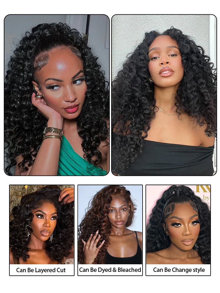 CurlyMe Loose Deep Wave Hair 4x4 Swiss Lace Closure Wigs Pre Plucked Natural Color - Image 6