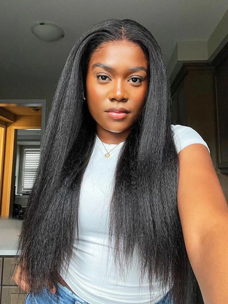 CurlyMe 7x5 Wear Go Glueless Mini Knots Kinky Straight Hair Pre Cut HD Lace Front Wig Pre-plucked - Image 5