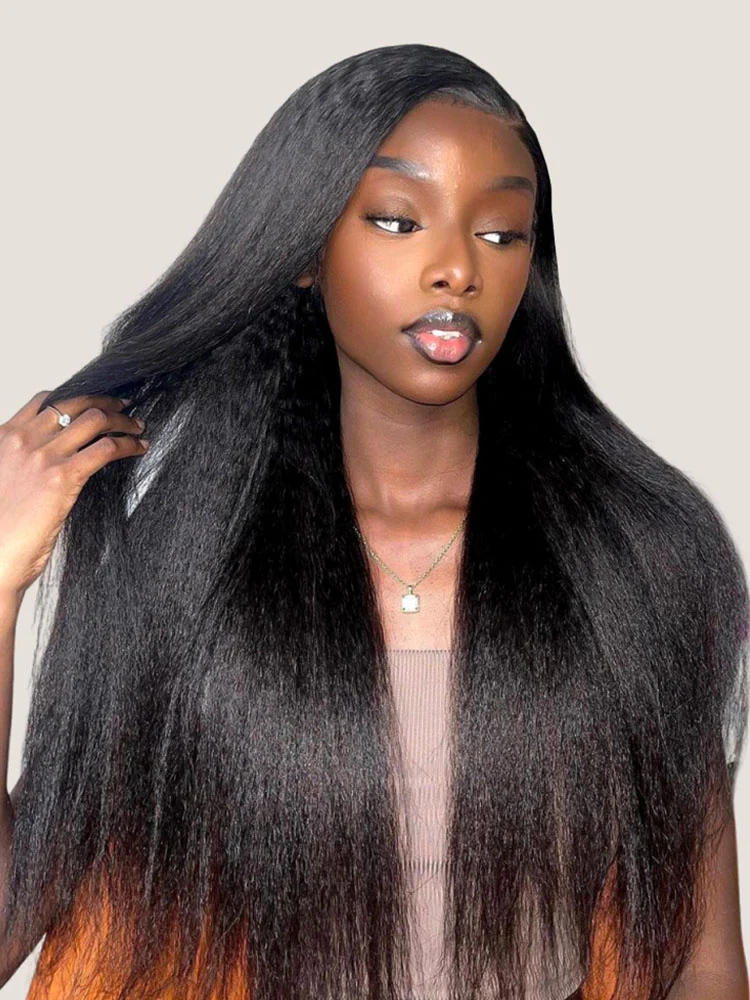 CurlyMe 7x5 Wear Go Glueless Mini Knots Kinky Straight Hair Pre Cut HD Lace Front Wig Pre-plucked - Image 8