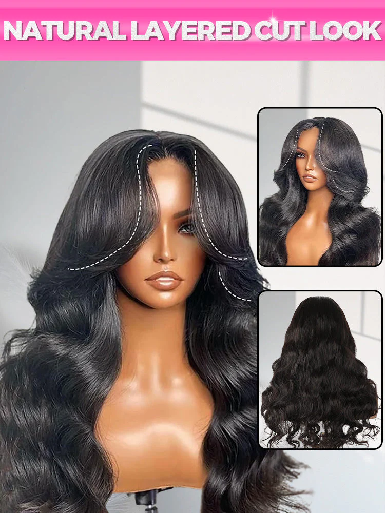 CurlyMe Pre-Bleached Layered Cut Body Wave 7x5 Pre-Cut HD Lace Wear Go Glueless Wigs - Image 5