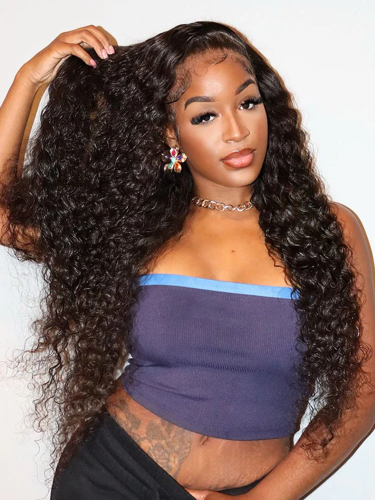 CurlyMe Pre-bleached 250% Density Wear Go Glueless Wig 7x5 Pre-cut HD Lace Water Wave Human Hair - Image 11