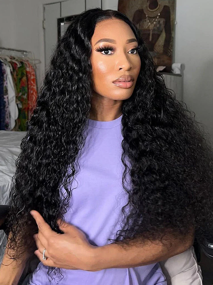 CurlyMe Pre-bleached 250% Density Wear Go Glueless Wig 7x5 Pre-cut HD Lace Water Wave Human Hair - Image 12