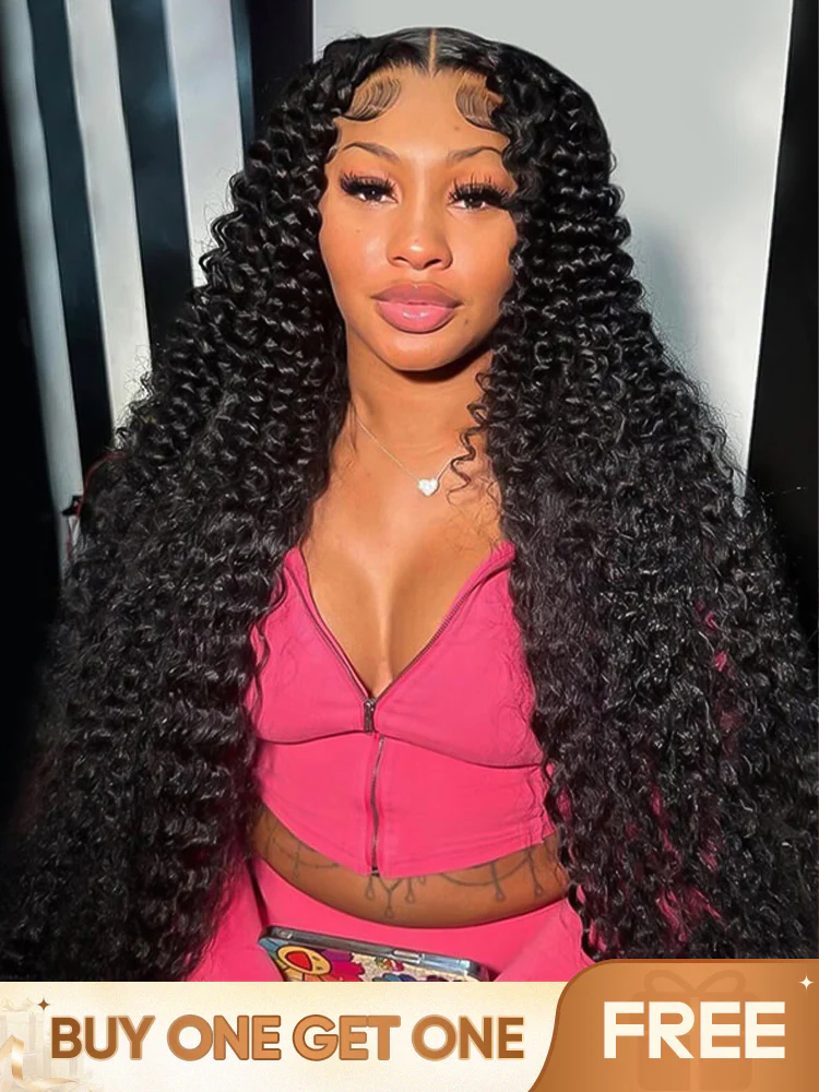 CurlyMe Water Wave Human Hair 13x6 Transparent Lace Front Wig Pre Plucked