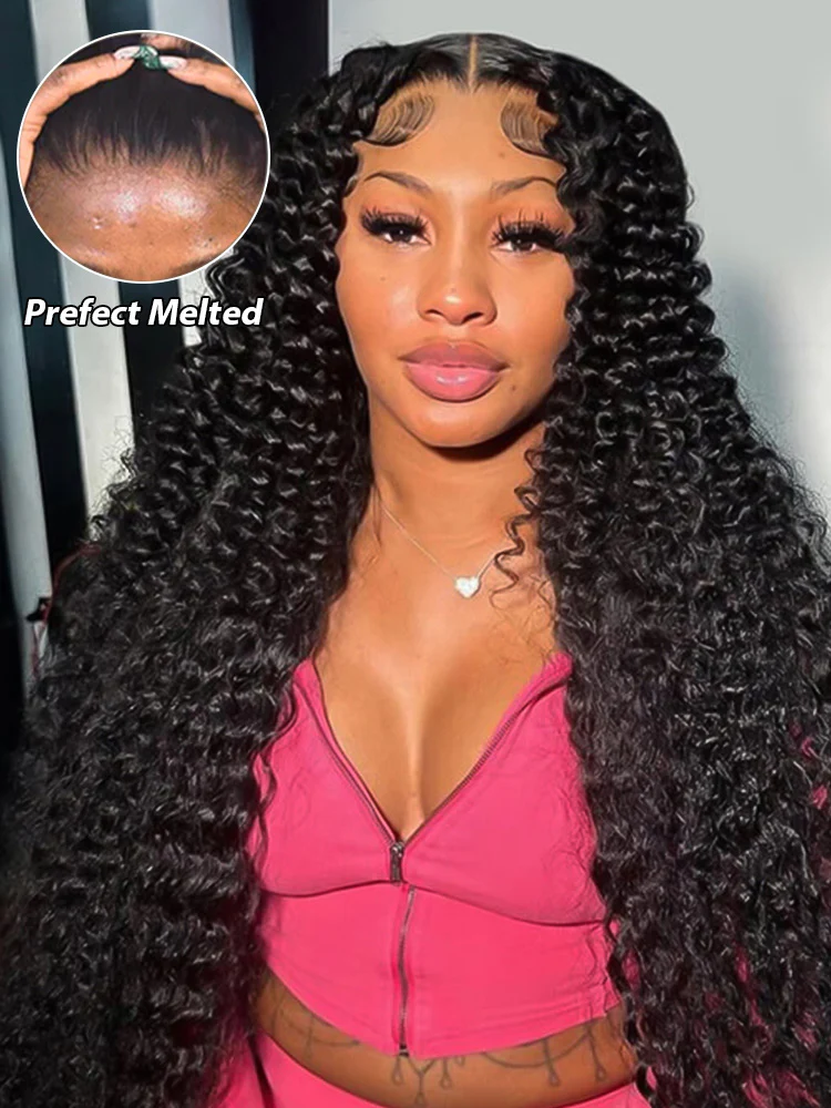 CurlyMe Water Wave Human Hair 13x6 Transparent Lace Front Wig Pre Plucked - Image 10