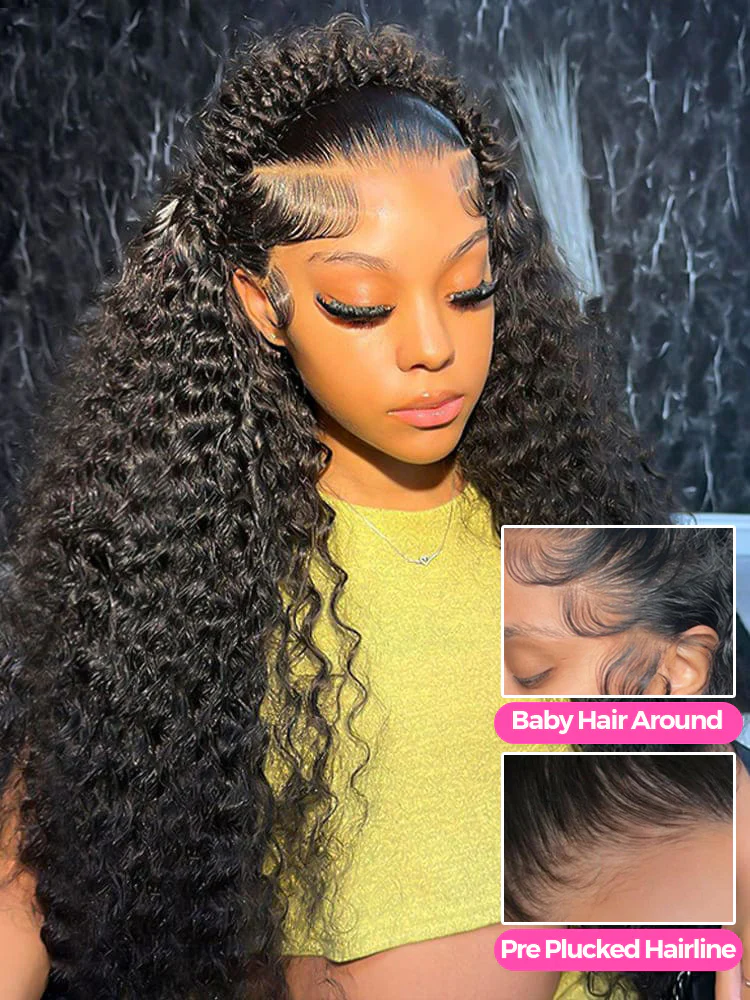 CurlyMe Water Wave Human Hair 13x6 Transparent Lace Front Wig Pre Plucked - Image 3