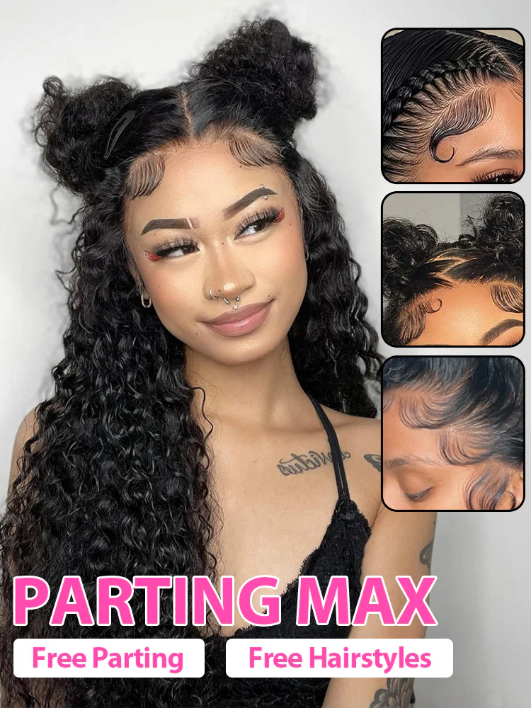 CurlyMe Water Wave Human Hair 13x6 Transparent Lace Front Wig Pre Plucked - Image 5