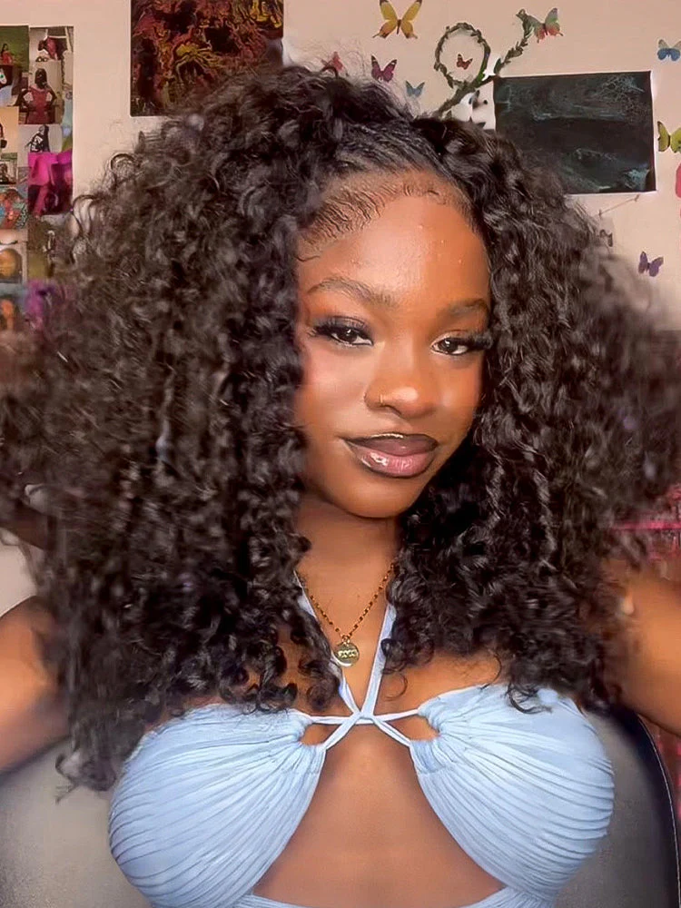 CurlyMe 3 In 1 Half Wig Burmese Curly Glueless Install Half Wig With Adjustable String Beginner Friendly - Image 5