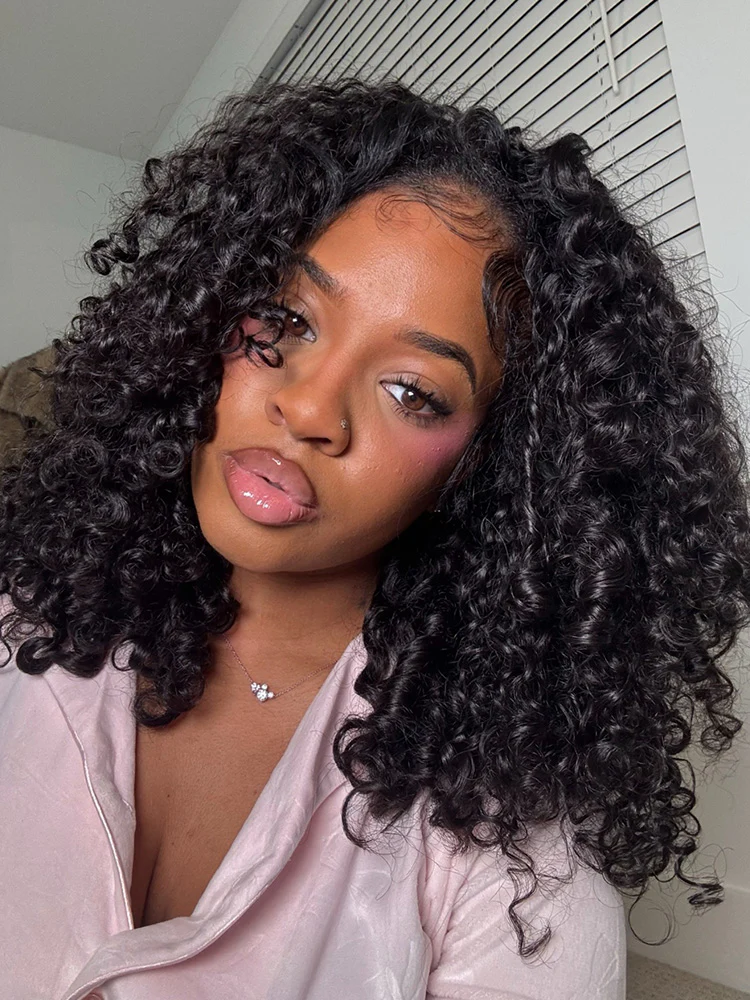 CurlyMe No Leave Out Burmese Curly Human Hair Wig Glueless Install V Part Wig With Elastic Drawstring Beginner Friendly - Image 4