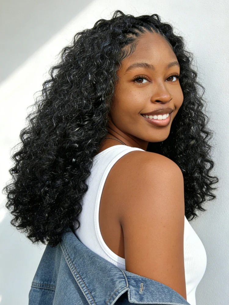CurlyMe No Leave Out Burmese Curly Human Hair Wig Glueless Install V Part Wig With Elastic Drawstring Beginner Friendly - Image 5