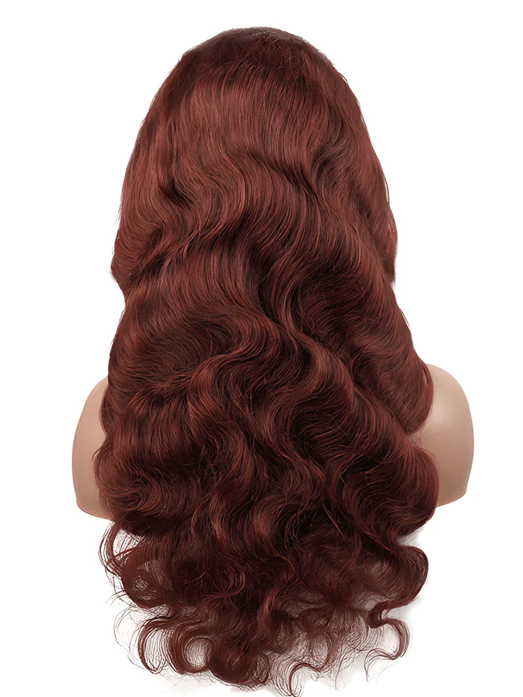 CurlyMe Colored Reddish Brown Lace Front Wigs Body Wave Pre Plucked Wig - Image 3