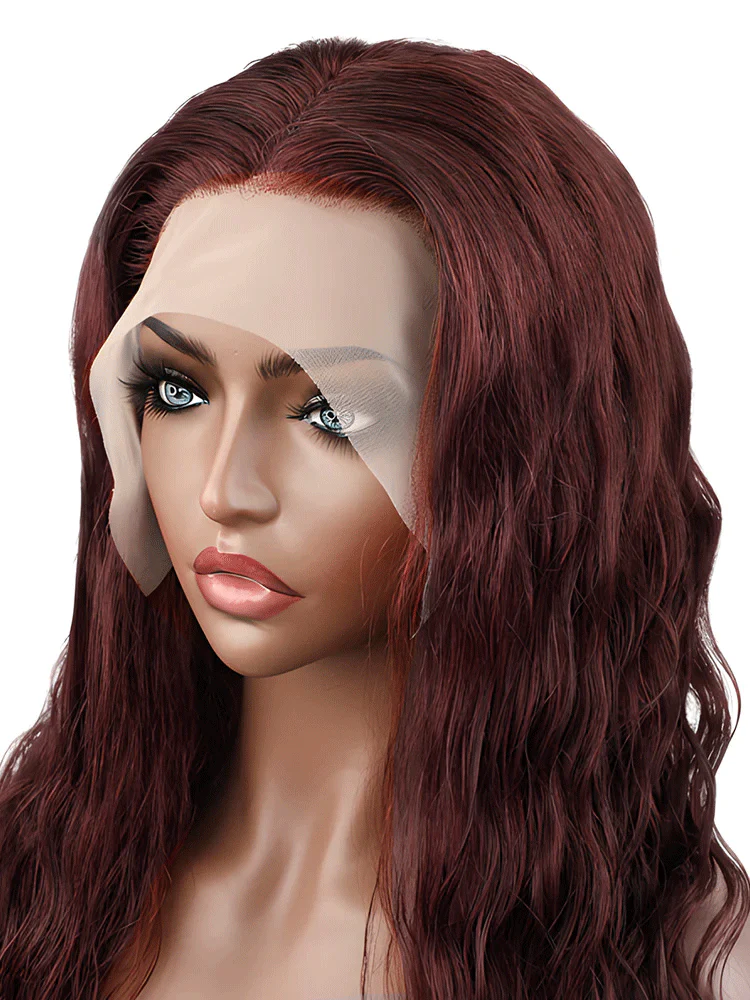 CurlyMe Colored Reddish Brown Lace Front Wigs Body Wave Pre Plucked Wig - Image 4
