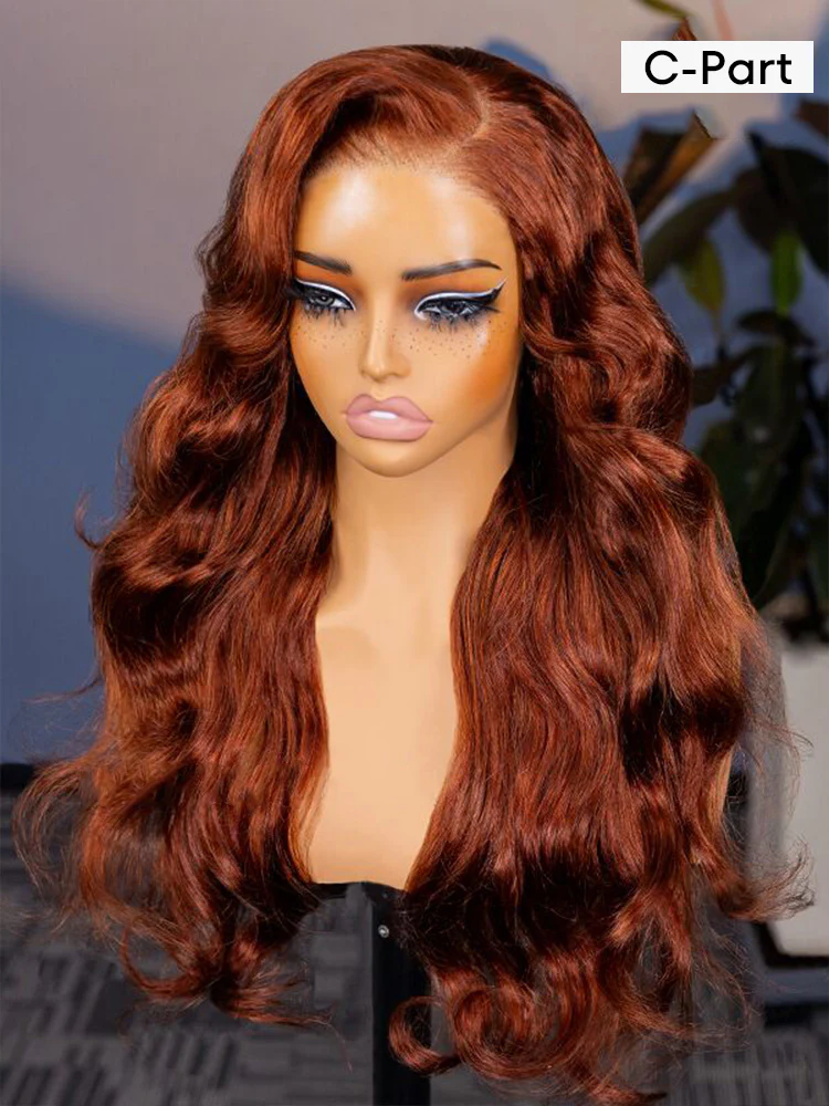 CurlyMe Copper Brown Body Wave Wear Go Glueless 7x5 Lace Wigs Human Hair Wigs - Image 8