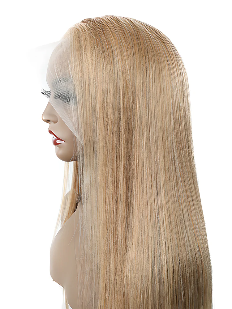 CurlyMe #27 Pre Plucked 13x4 Lace Front Wigs Silky Straight Virgin Hair Honey Blonde Color - Image 4
