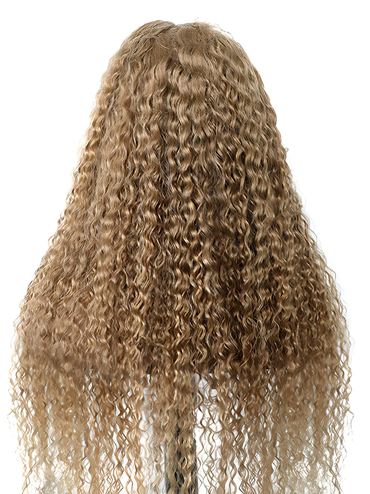 CurlyMe #27 Water Wave Hair 13x4 Lace Front Wigs Pre Plucked Honey Blonde Color Virgin Hair - Image 3