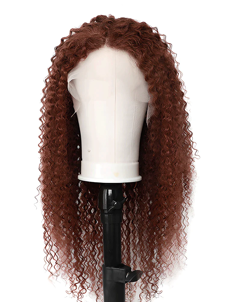 CurlyMe Reddish Brown Color Kinky Curly Lace Front Wigs Human Hair Pre Plucked - Image 5
