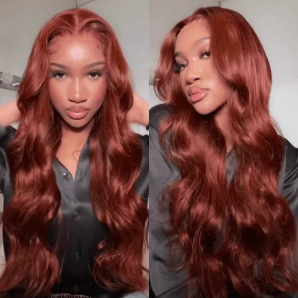 CurlyMe Reddish Brown Color Straight Hair 13x4 Lace Front Wigs Pre Plucked - Image 6