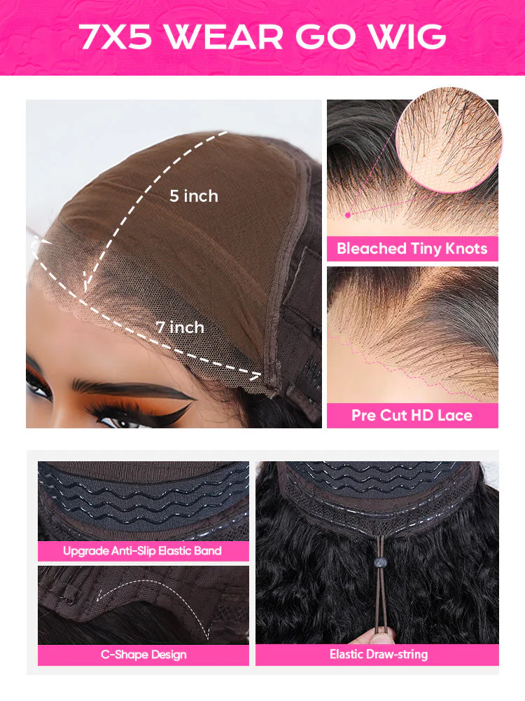 CurlyMe Pre-bleached Wear Go Glueless Wig 7x5 Pre-cut HD Lace Burmese Curly Human Hair - Image 10