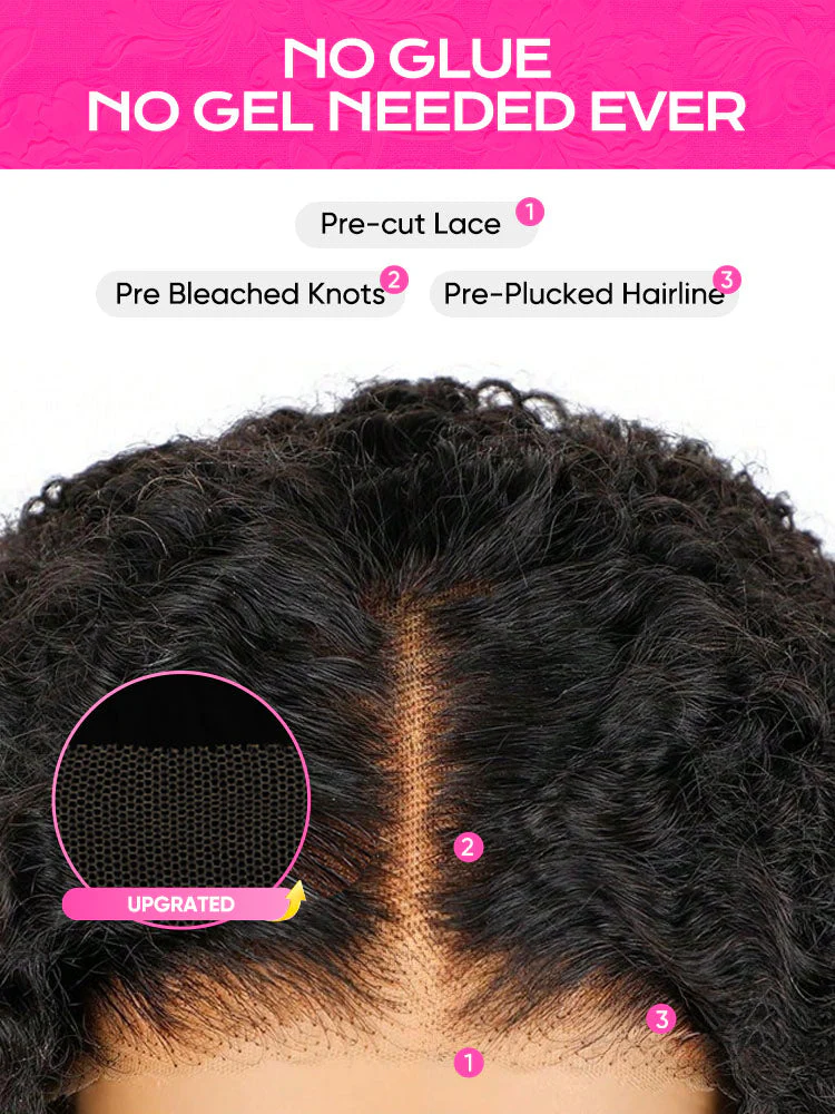CurlyMe Pre-bleached Wear Go Glueless Wig 7x5 Pre-cut HD Lace Burmese Curly Human Hair - Image 12