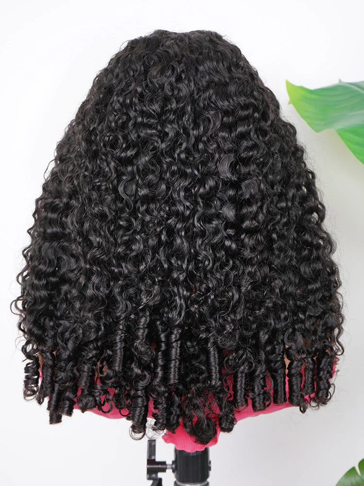 CurlyMe Pre-bleached Wear Go Glueless Wig 7x5 Pre-cut HD Lace Burmese Curly Human Hair - Image 8