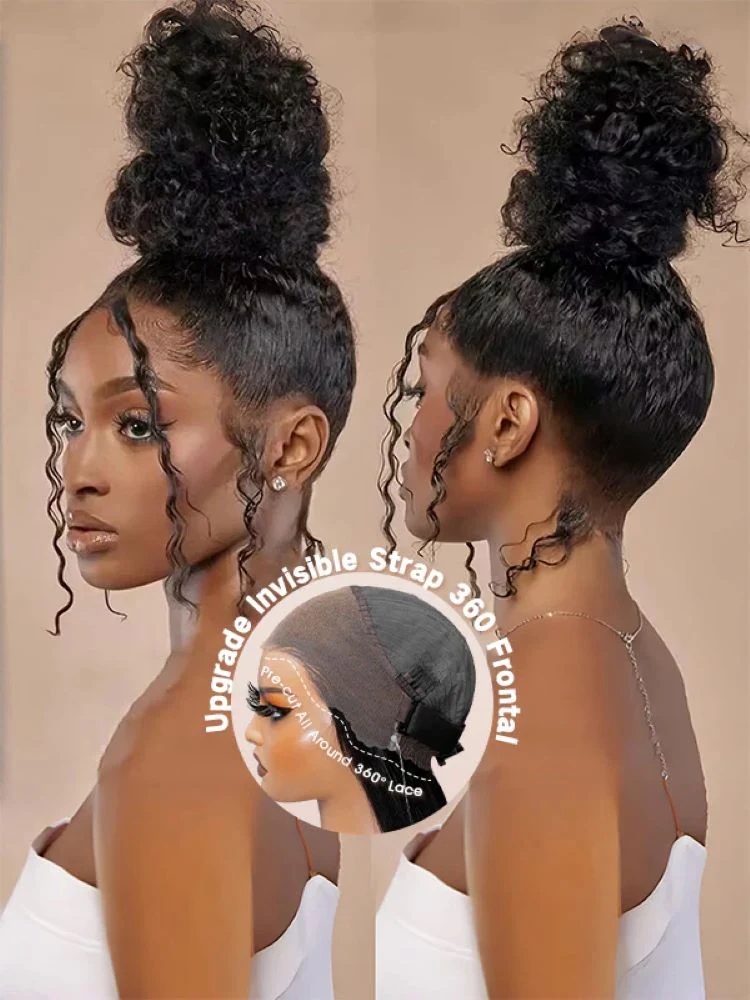 CurlyMe 360 Lace Fit Wear Go Pre-Bleached Water Wave Human Hair Glueless Wig Pre-Plucked - Image 4